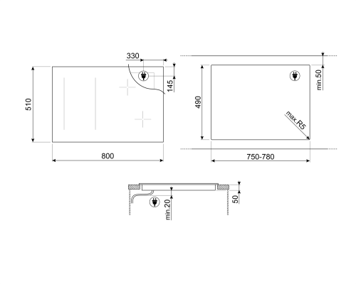 Индукционная варочная панель SMEG SI1M24854D